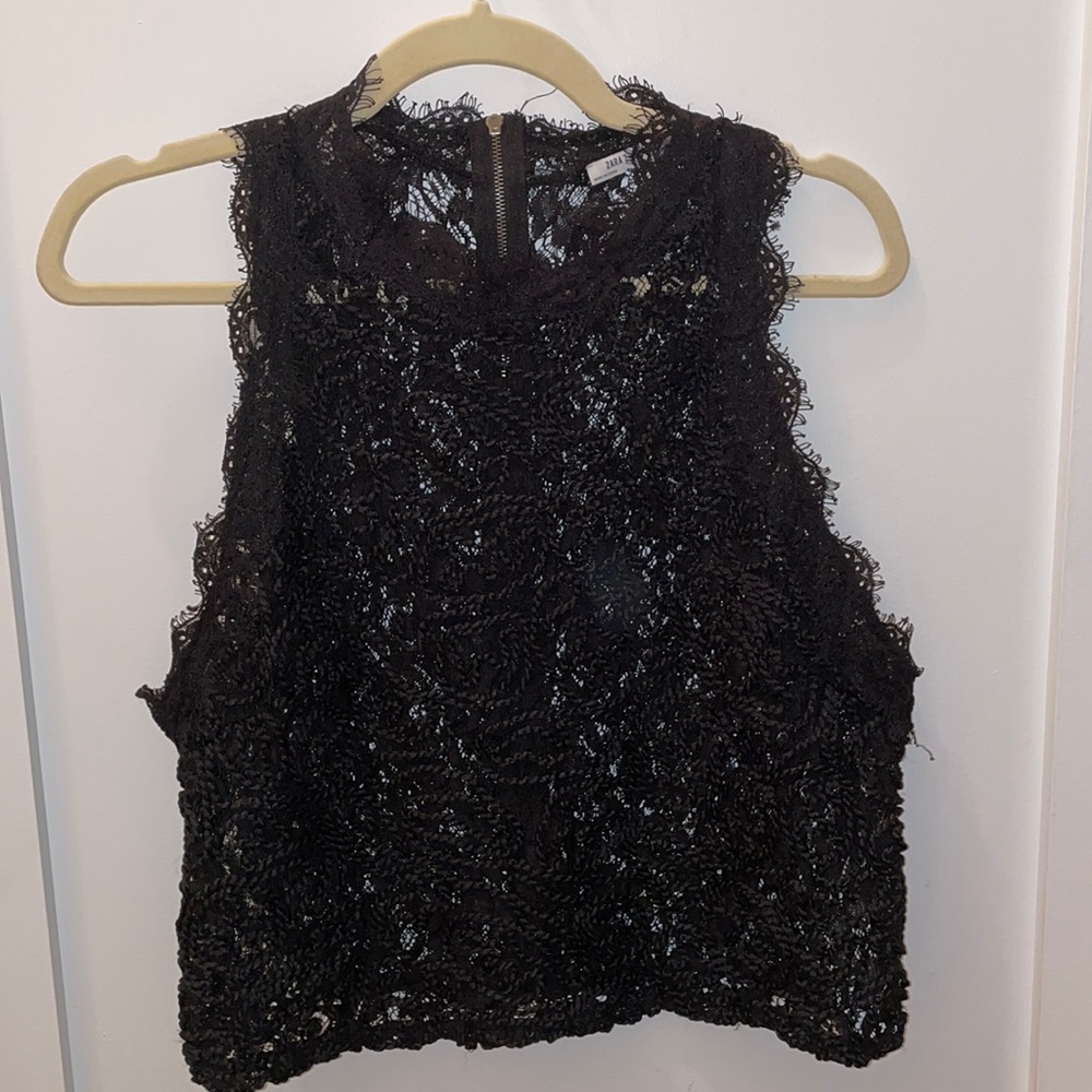 Black lace Zara crop top